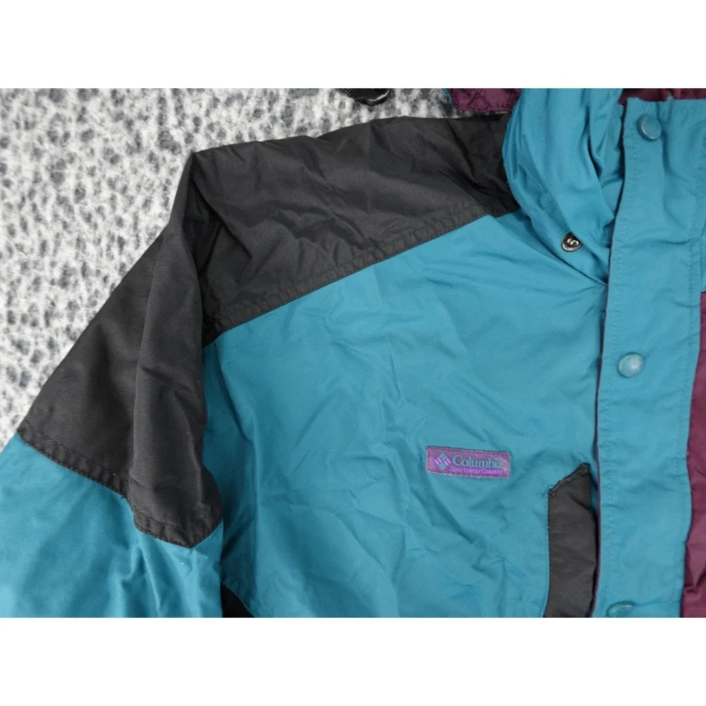 Vintage Columbia Windbreaker Jacket Mens L Teal Purple‎ Vintage 90s Colorblock